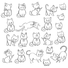 Векторная иллюстрация с забавными котами.