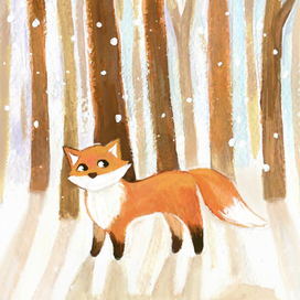 Лисичка в зимнем лесу
