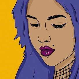 Портрет девушки с фиолетовыми волосами