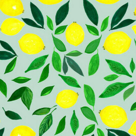 Паттерн лимоны на бирюзовом фоне.