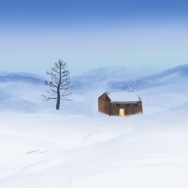 Одинокий зимний домик