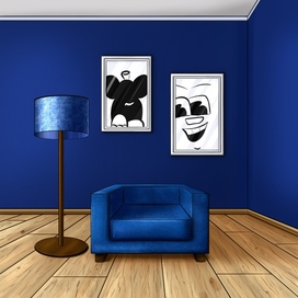 синий интерьер