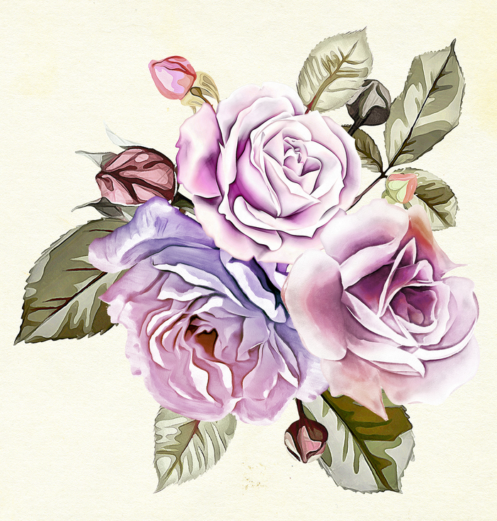 Иллюстрация Акварельные розы в винтажном стиле. в стиле живопись