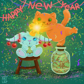 New Year Cat and Rabbit