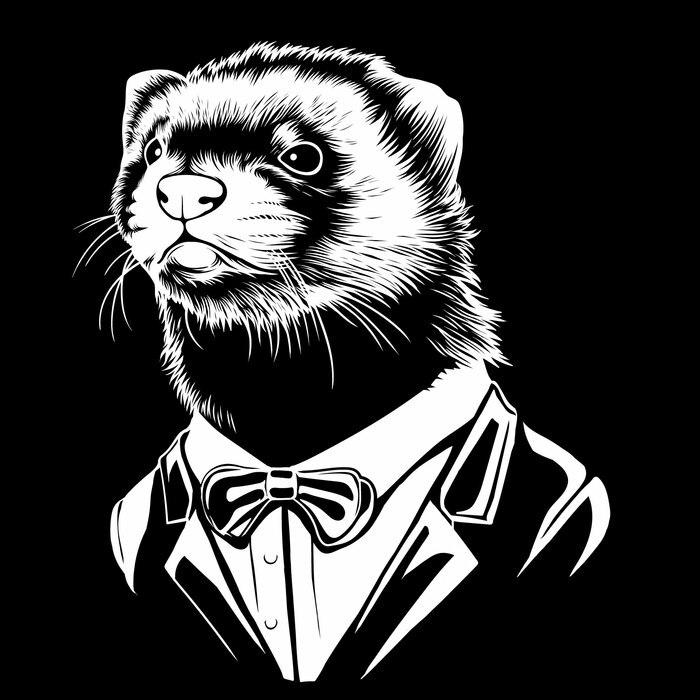 Иллюстрация Мистер Горностай в стиле 2d, академический рисунок,