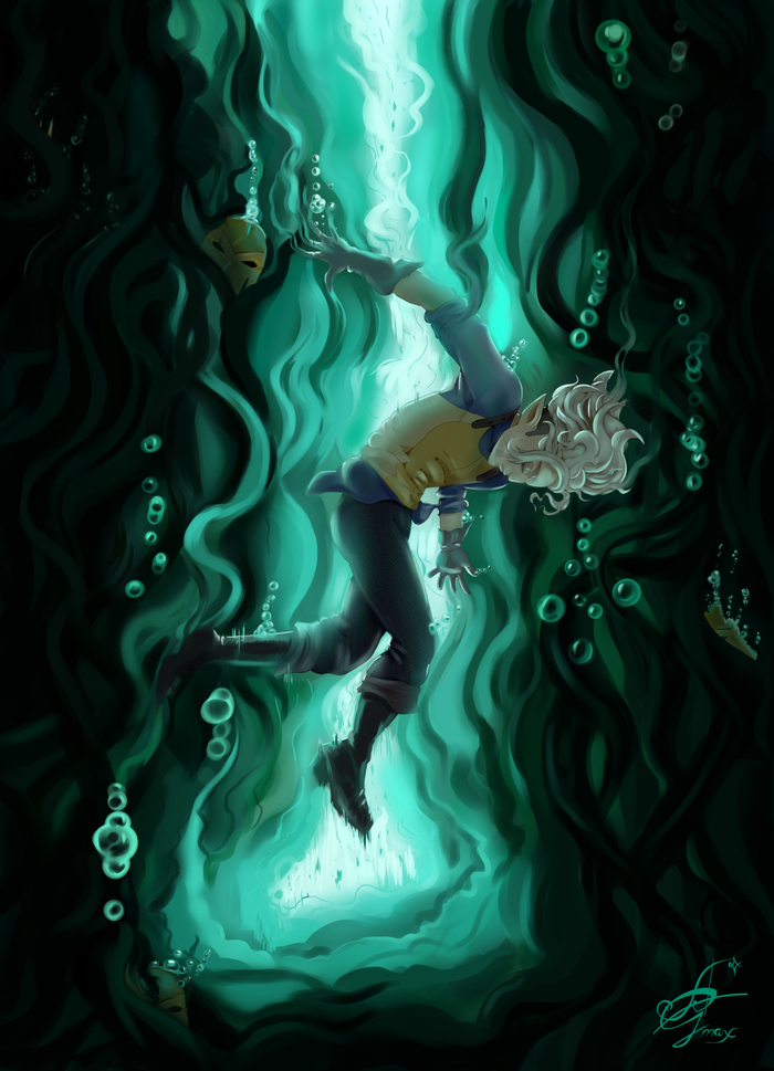 Иллюстрация Хантер в слизи в стиле 2d, cg, компьютерная графика