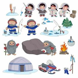 Иллюстрация персонажей, семья , зимняя история для снегоходной компании