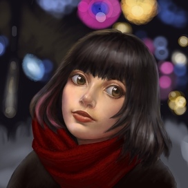 Лит. Зимний вечер, аллея.