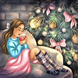 Девушка в новогодних носках