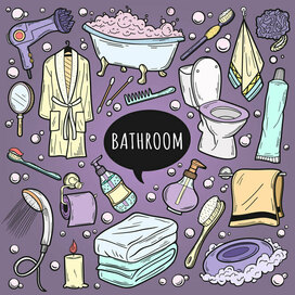 Дудл иллюстрация из элементов на тему "Bathroom"