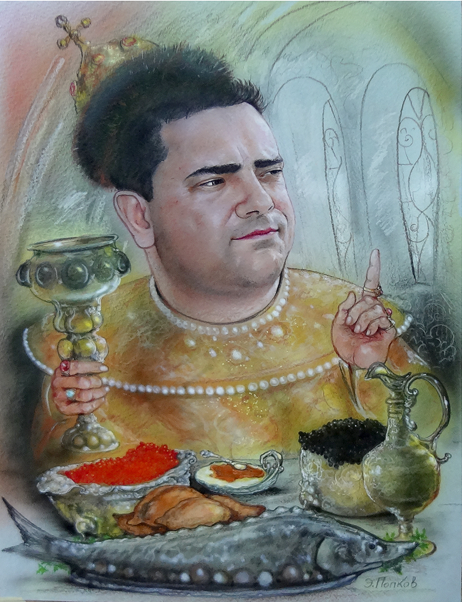 Иллюстрация Икра заморская баклажанная. в стиле реализм