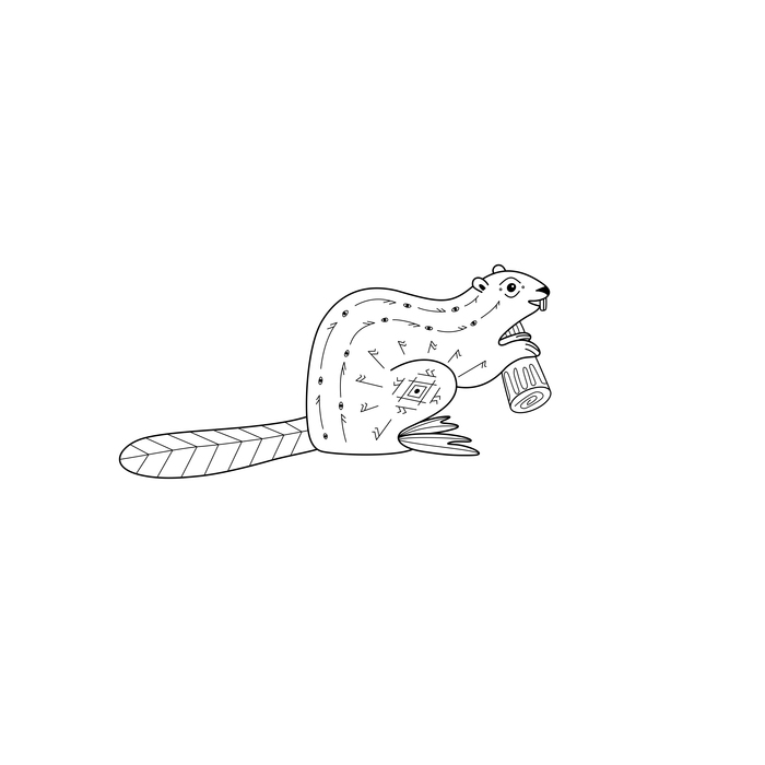 Иллюстрация Бобер в стиле графика | Illustrators.ru