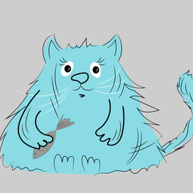 Толстый кот с рыбкой