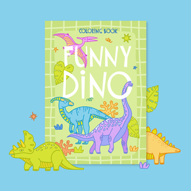 Funny dinosaurs. Coloring Book. Illustrations for shutterstock