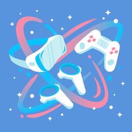 Tools for virtual reality and gaming. Vector stock illustration.