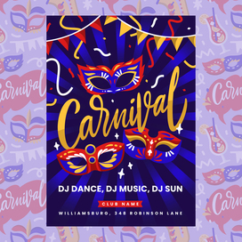 Poster template for carnival. Illustration for Freepik