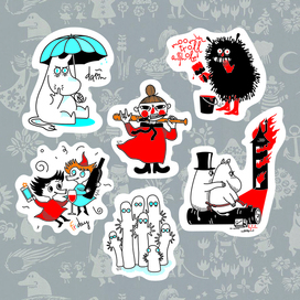 Bad Moomins. Printable stickers for your own merch.
