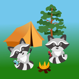 Енотики на отдыхе