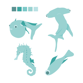Детская иллюстрация морских животных