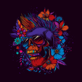 SKULL PUNK ROCK. T-SHIRT DESIGN