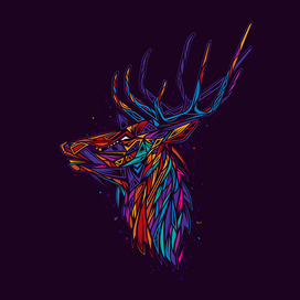 DEER IN NEON T-SHIRT DESIGN.