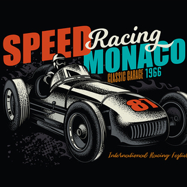 VINTAGE RACING CAR. T-SHIRT DESIGN