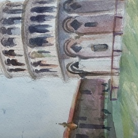Leaning Tower of Pisa in watercolor