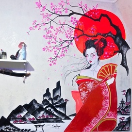 Роспись стены в игровой зоне 