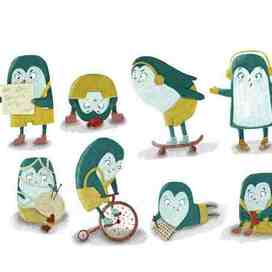 Набор с персонажами - пингвинами. Детская иллюстрация
