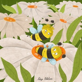 Пчёлки обнимают друг друга. Пчелки на ромашке
