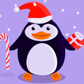 Пингвин Новогодний