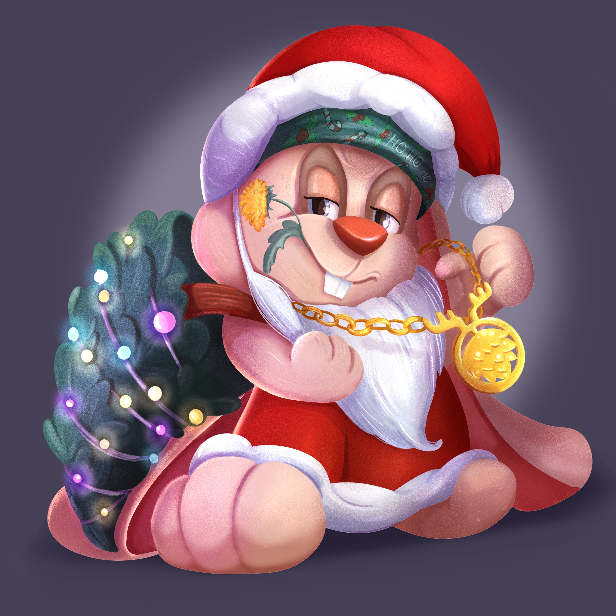 Иллюстрация Новогодний заяц в стиле 2d, детский, персонажи