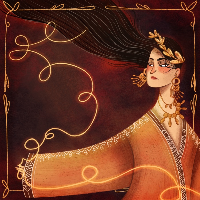 Иллюстрация Нить Ариадны в стиле 2d, книжная графика, персонажи