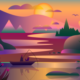 Рассвет на озере