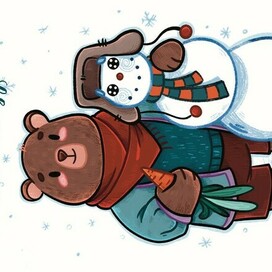 Новогодняя открытка с медведем