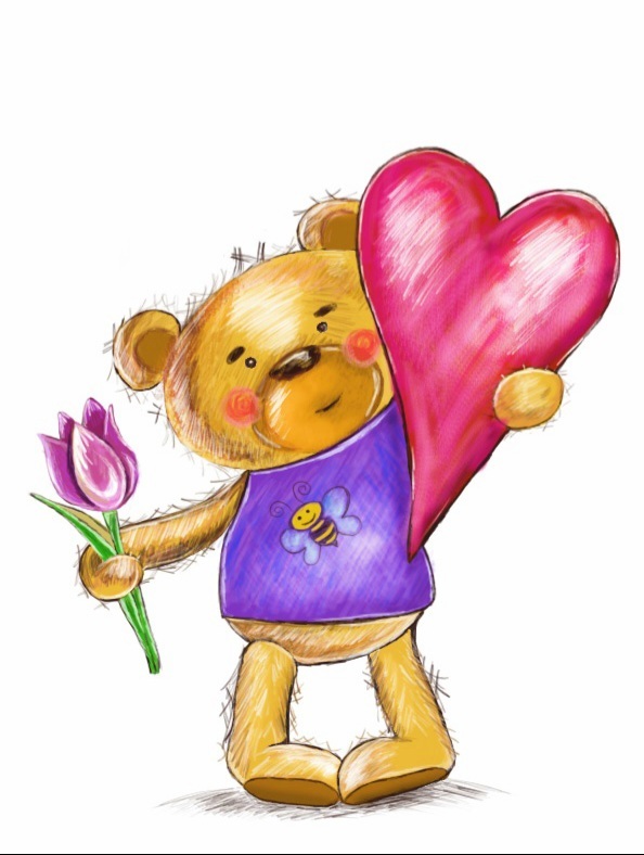 Иллюстрация Мишка с сердцем в стиле декоративный, компьютерная