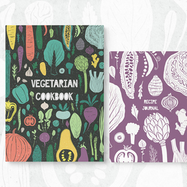 Иллюстрации овощей и дизайн обложки книги.