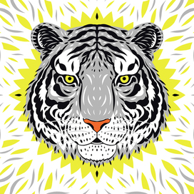 Иллюстрация головы Тигра для дизайна футболки.