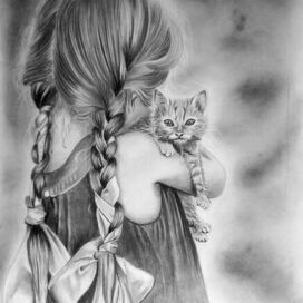 a girl witn a kitten