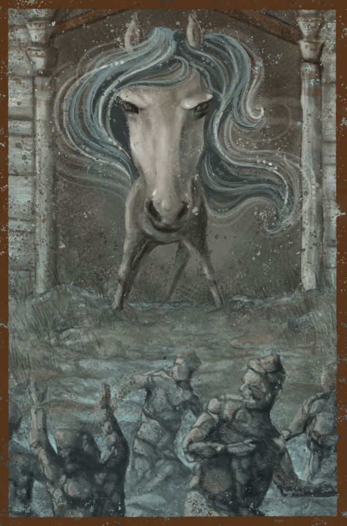 Иллюстрация Легенды Байкала. Кобылья голова в стиле персонажи