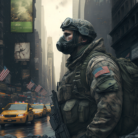 Американский военный на тайм свер,в Нью Йорке