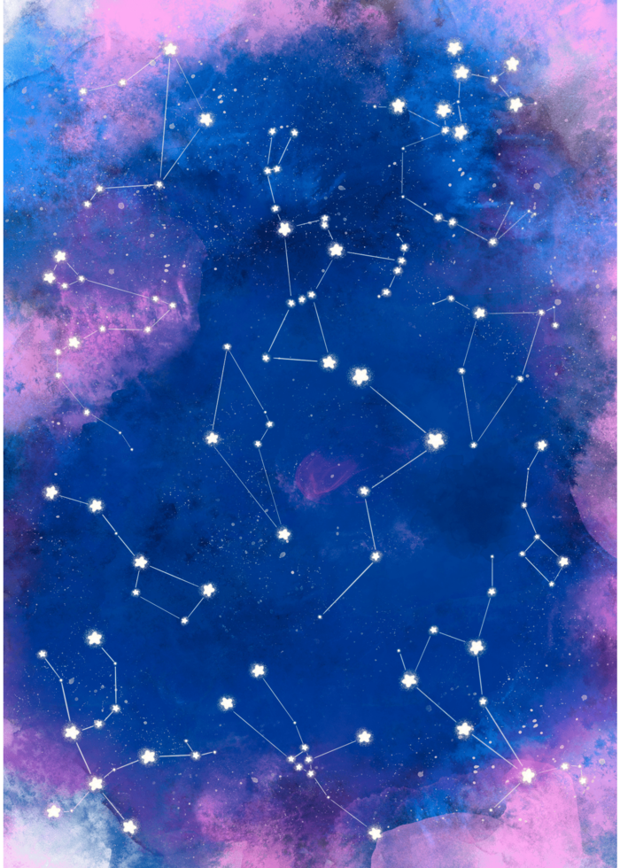 Иллюстрация Созвездия в стиле 2d, книжная графика, компьютерная