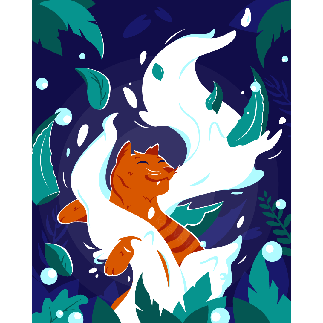 Иллюстрация Дикая кошка и алоэ. Упаковка шампуня в стиле