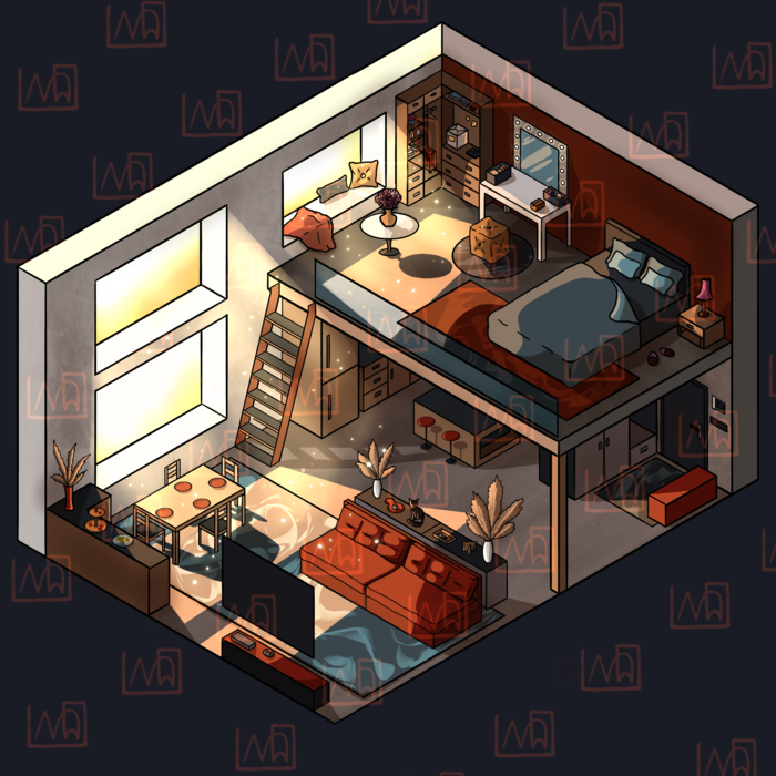 Иллюстрация Isometric loft в стиле 2d | Illustrators.ru