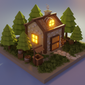 3D домик в лесу