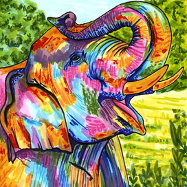 Разноцветный яркий слон