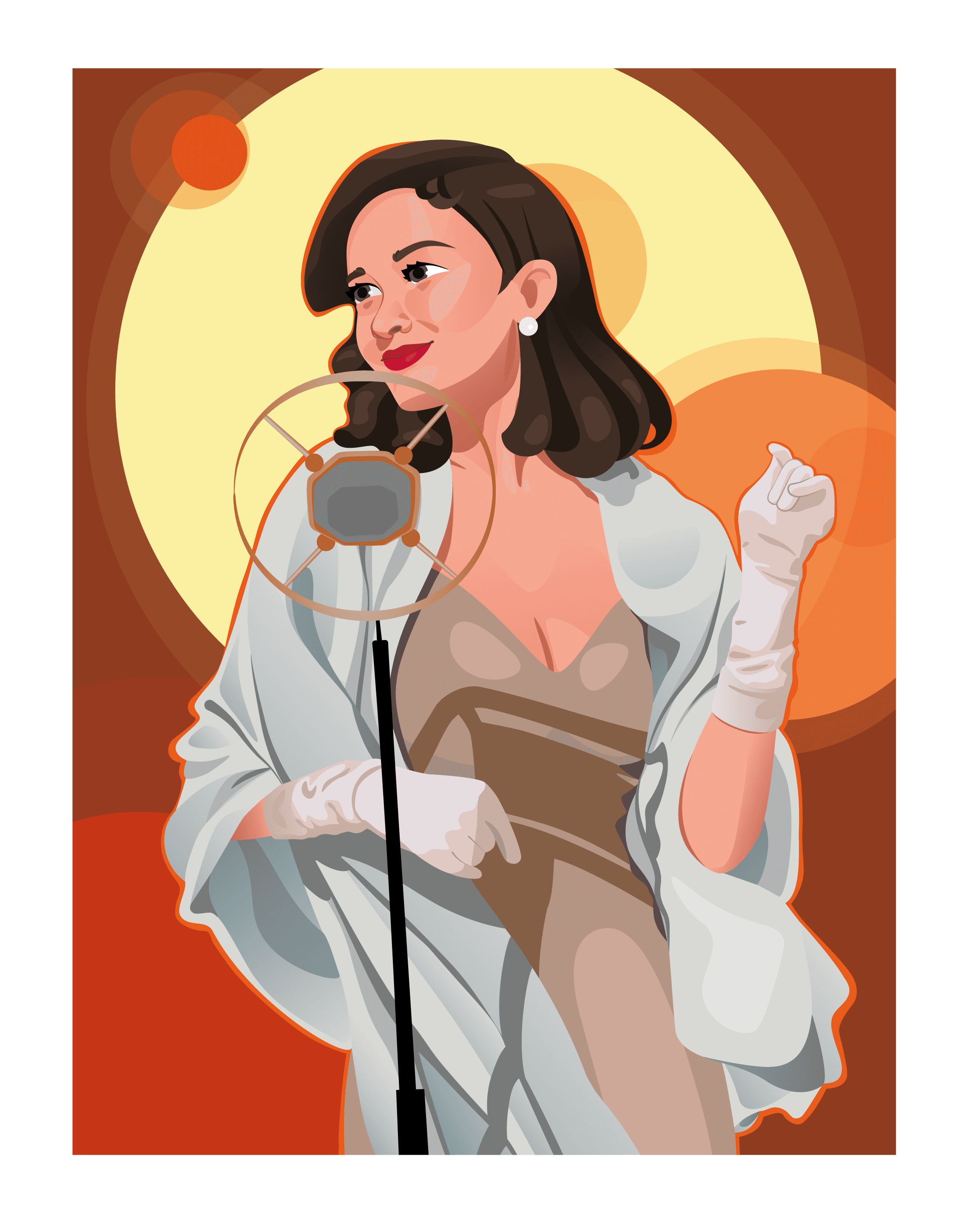 Иллюстрация Певица в стиле графика | Illustrators.ru