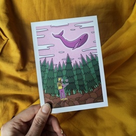 «Hiker and whale» (почтовая открытка)