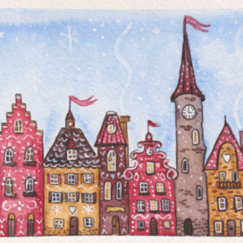Новогодняя открытка "Сказочный город"