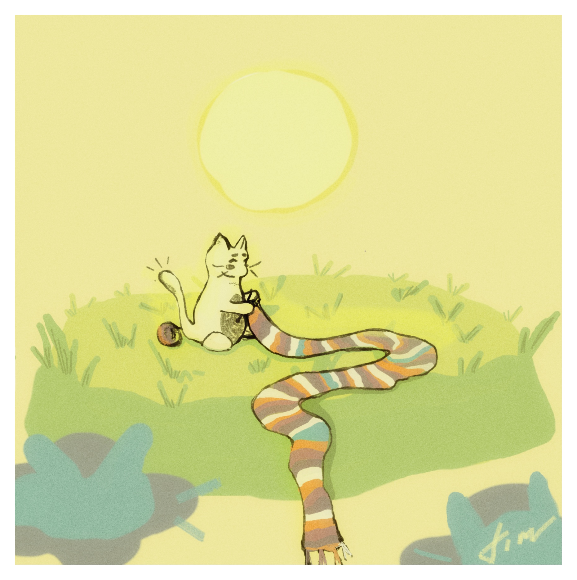 Иллюстрация Вязаный островок в стиле 2d, детский, книжная графика